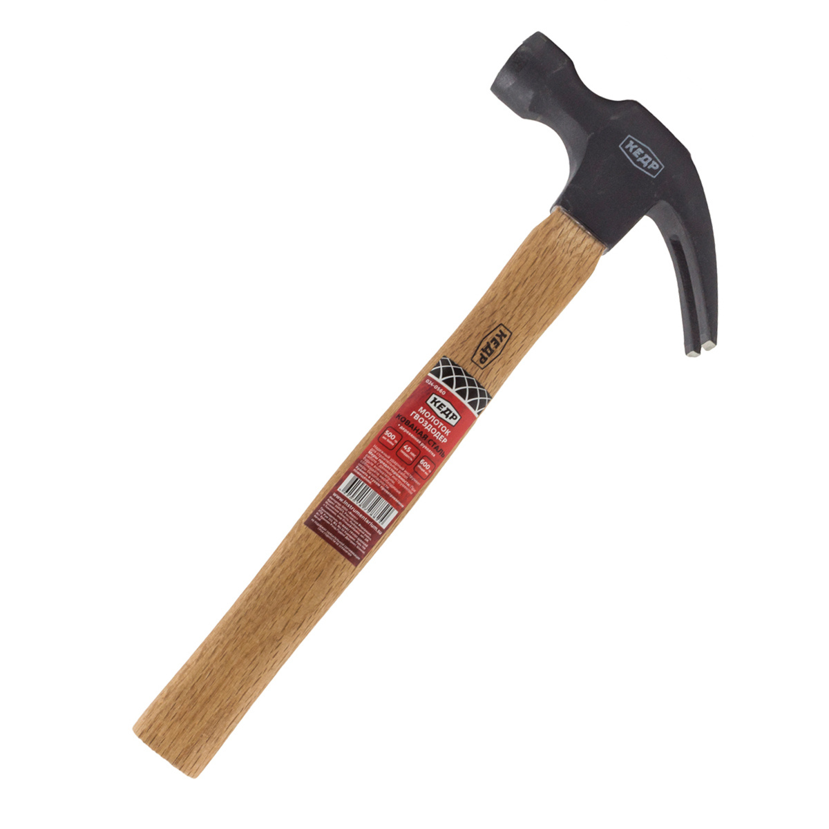 Молоток-гвоздодер кованый 560 г дерев. ручка (1/6/36) "кедр"  024-0560