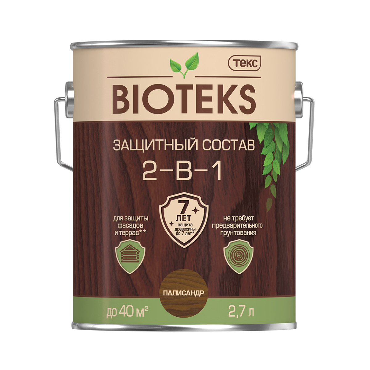 Биотекс палисандр  2,7 л (1/6) защитный состав  2 в 1 "bioteks"