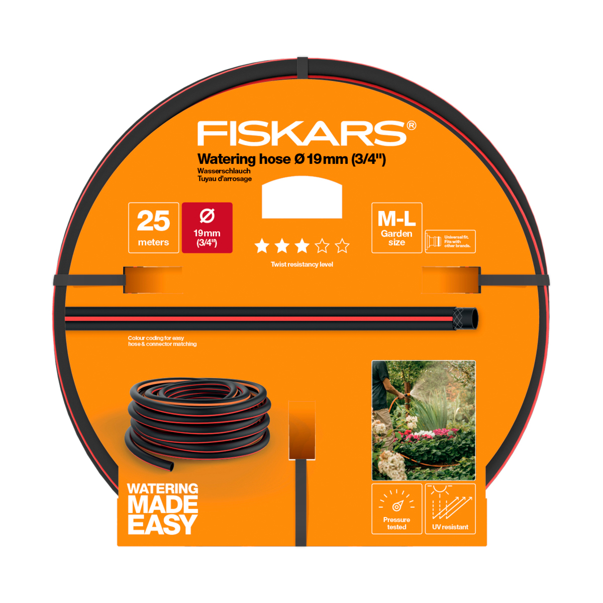Шланг пвх 3/4" армиров. q3 25 м (1/2) "fiskars" 1027100