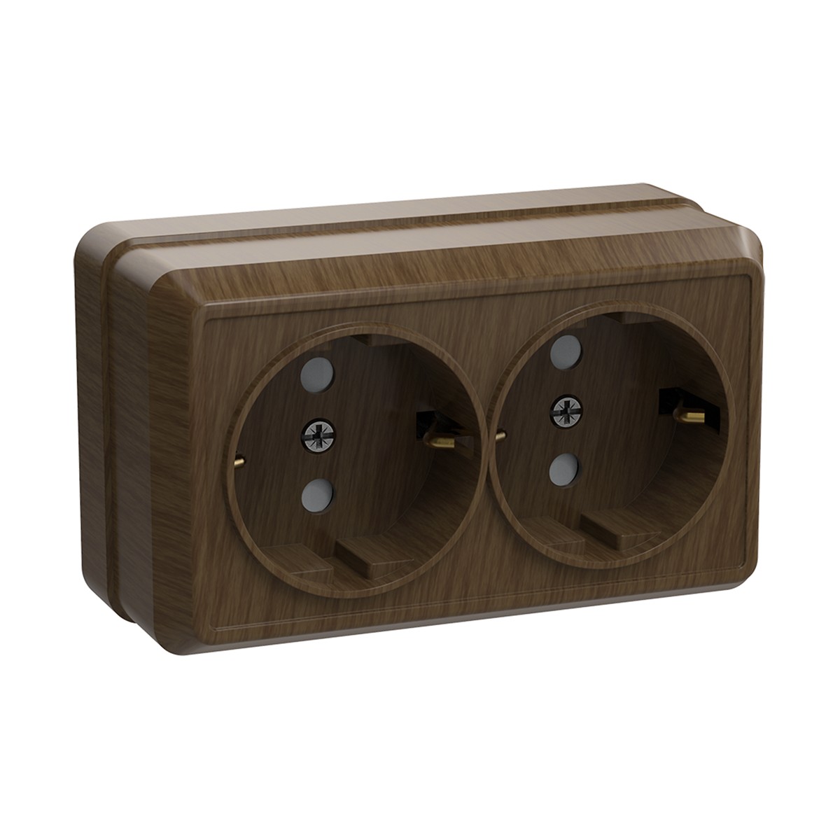 Розетка открыт. уст. "октава" 2-х местн. с заземл. рс22-3-од, 16а, дуб (1/18/216) "iek"