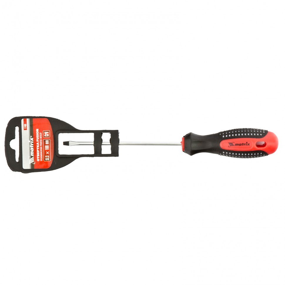 Отвертка Fusion, SL3 х 100 мм, CrV, трехкомпонентная рукоятка "Anti slip" Matrix (11408)