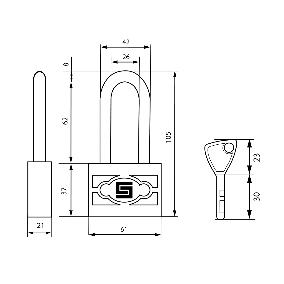 Замок навесной вс 3-п60-01 пл  8 мм (5 ключей, длинная дужка) (1/6/60) "булат"