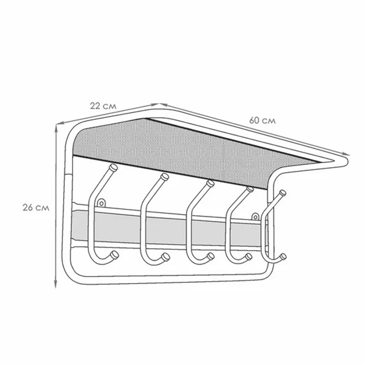 Вешалка настенная с полкой "гранада 21" (5 крючков) 600*220*260 мм белый (1) вспг21 б