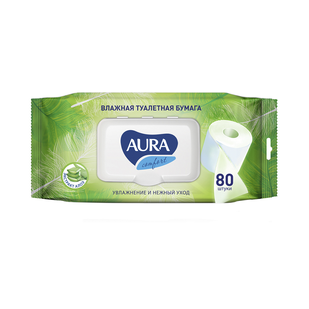 Туалетная бумага влажная "aura" ultra comfort  упак. 80 листов (12)