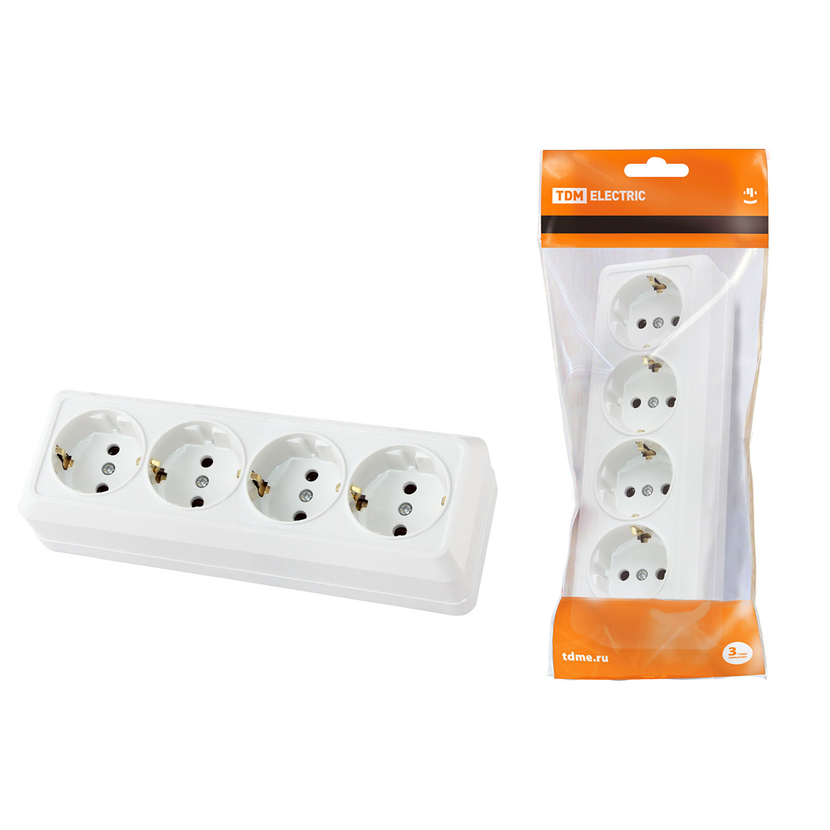 Розетка 4-х местн. с заземл. откр. уст. 16a 250в ip20 "ладога" белая (1/6/60) tdm sq1801-0130