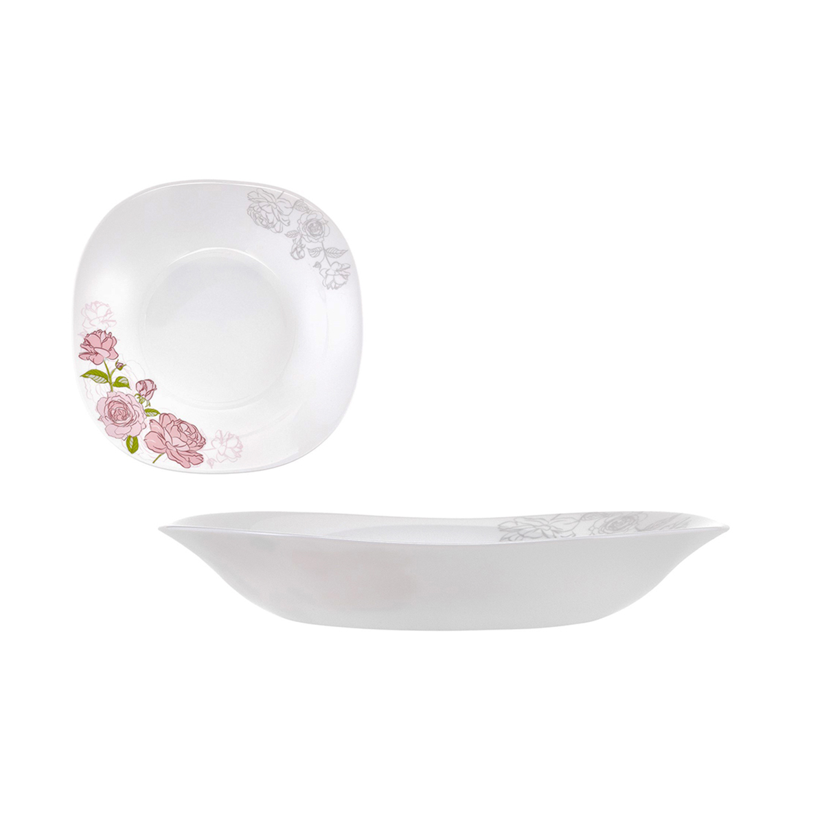 Тарелка суповая "royal garden" wild roses 22,5*22,5 см, опаловое стекло (6/48) rg010sc