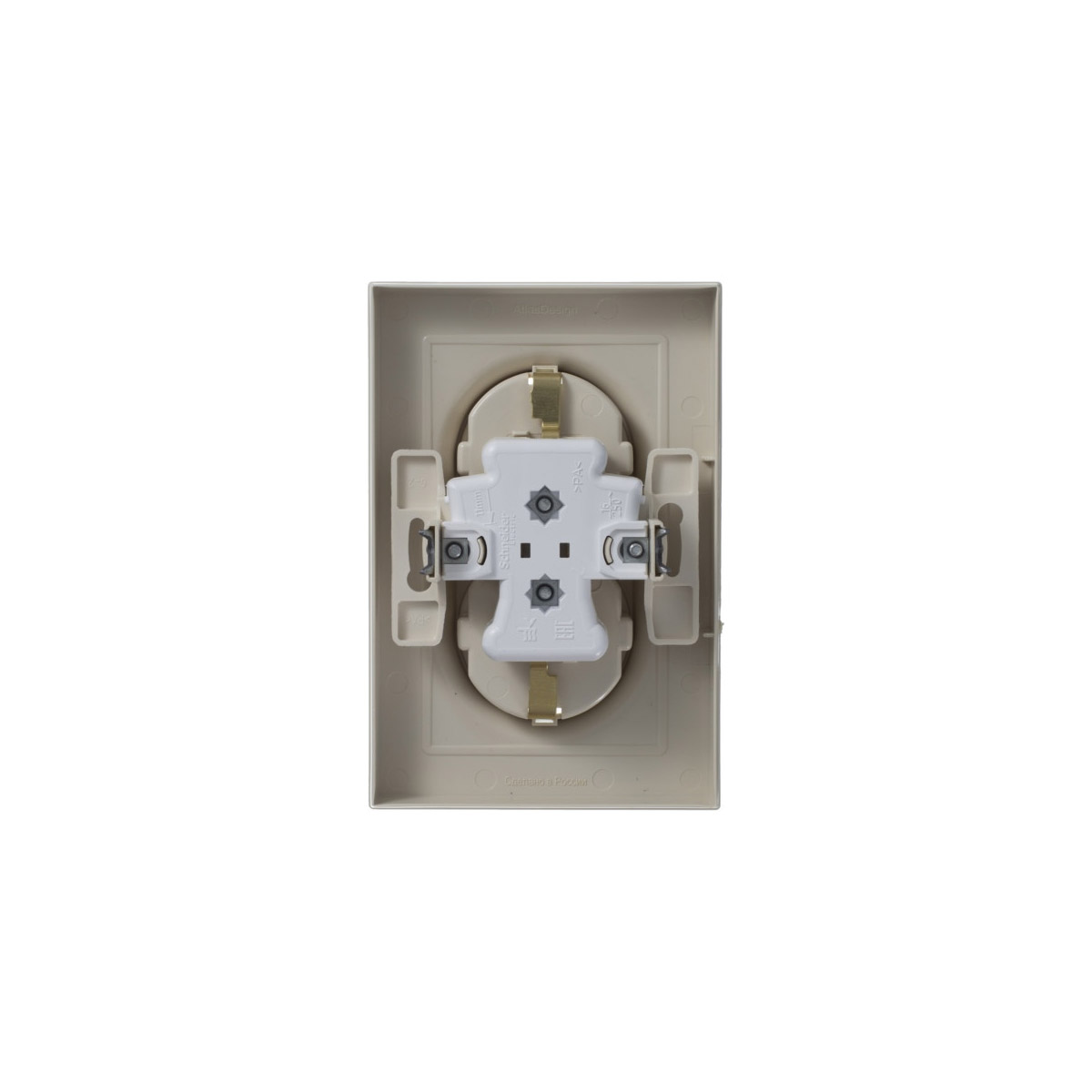 Розетка "atlasdesign" 2-х местн. с заземл. 16а, бежевый (1/10/60) "schneider"