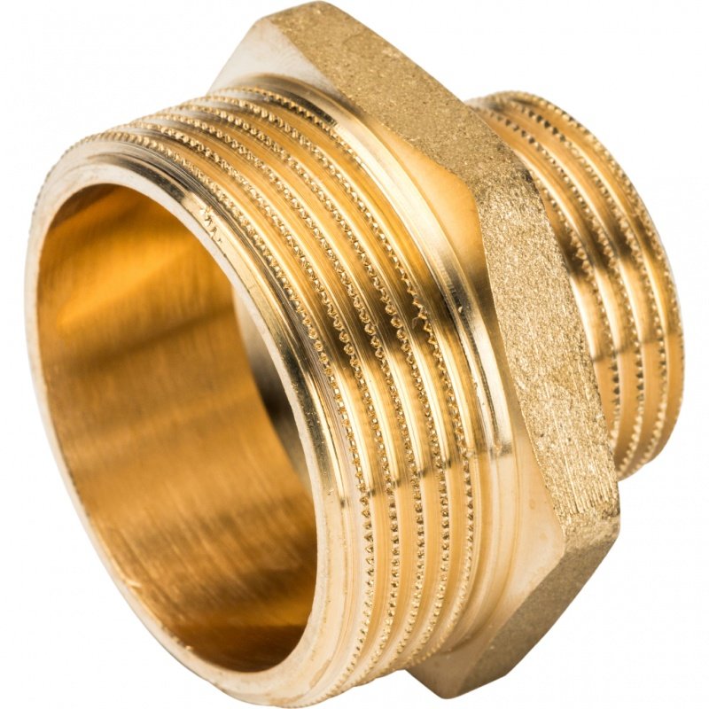 Ниппель переходной резьбовой НР 1"1/2 x 1" латунь STOUT