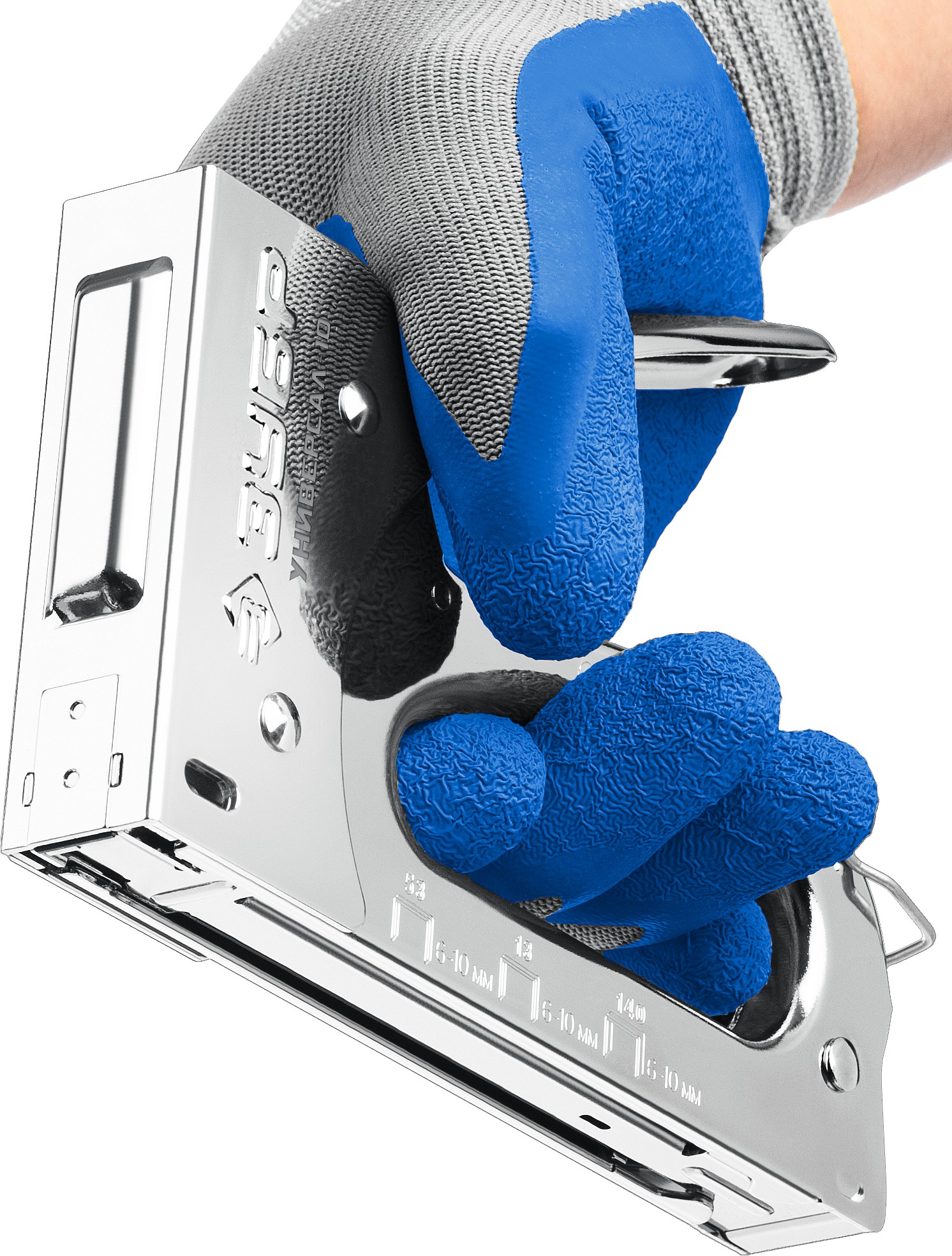 ЗУБР Универсал-10, 4-в-1: 53 (A/10/JT21) 23GA (6-10 мм)/140 (G/11/57) 20GA (6-10 мм)/53F/13, универсальный компактный степлер, Профессионал (31525)