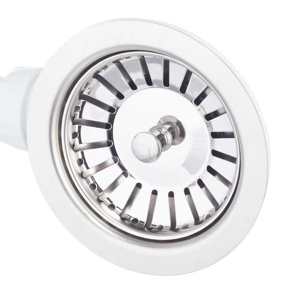 Выпуск чаша для мойки с нерж.чашкой D90 мм с двумя переливами в комплекте (круглый и прямоугольный)