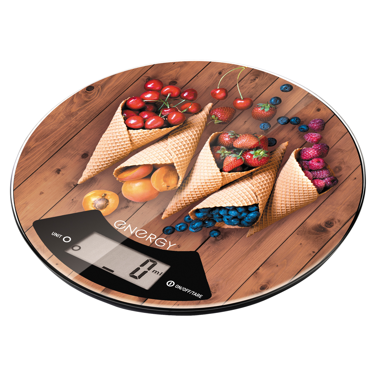 Весы кухонные электронные "energy" en-403 стекло (вафли) круглые (1/12)