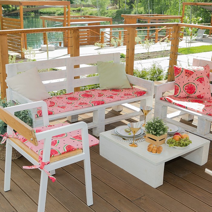 Подушка на скамейку "арбузы" 45*150 см (1/6) "этель" 4264662