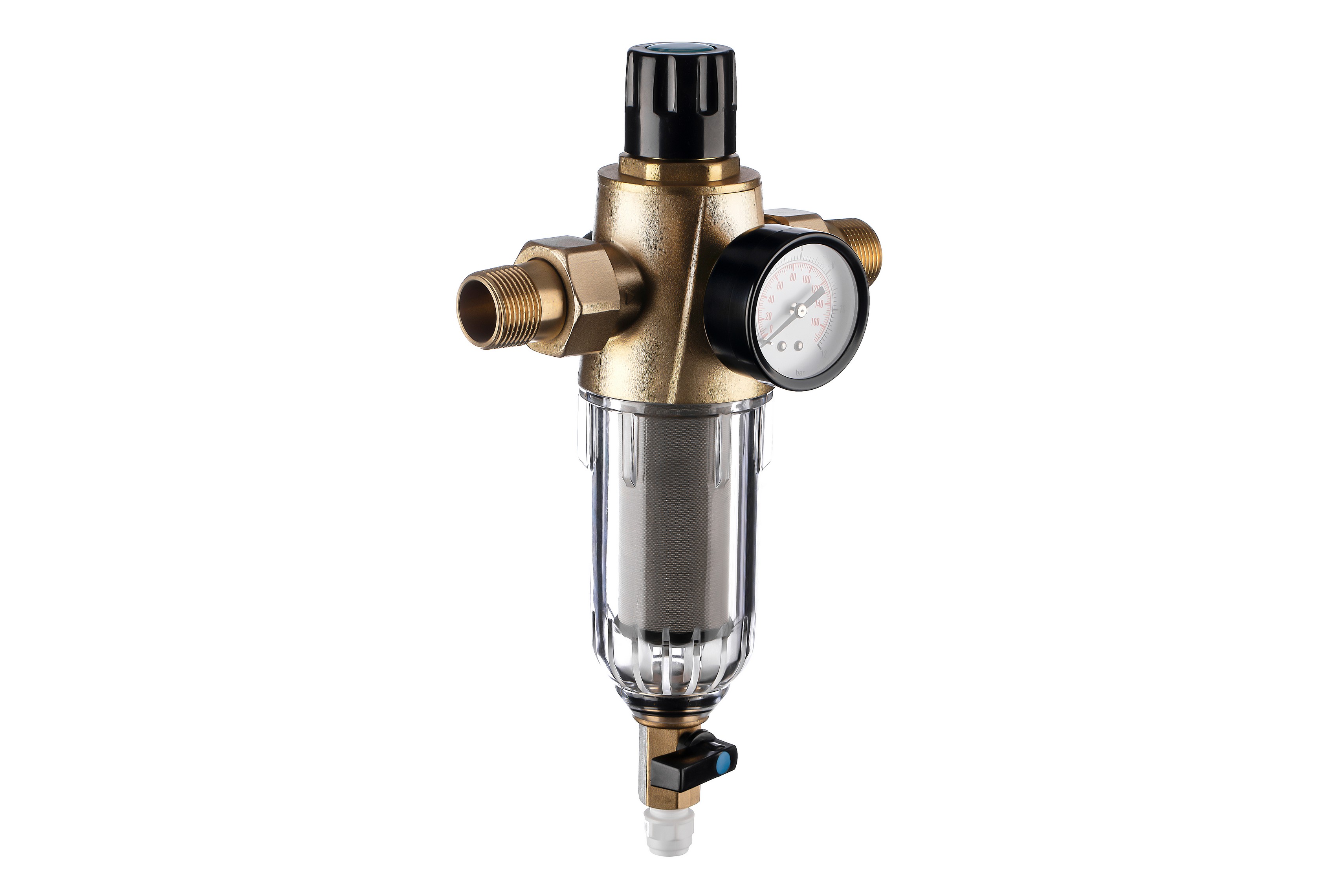 Фильтр магистральный промывной Гейзер Бастион 3/4 для ХВС с манометром