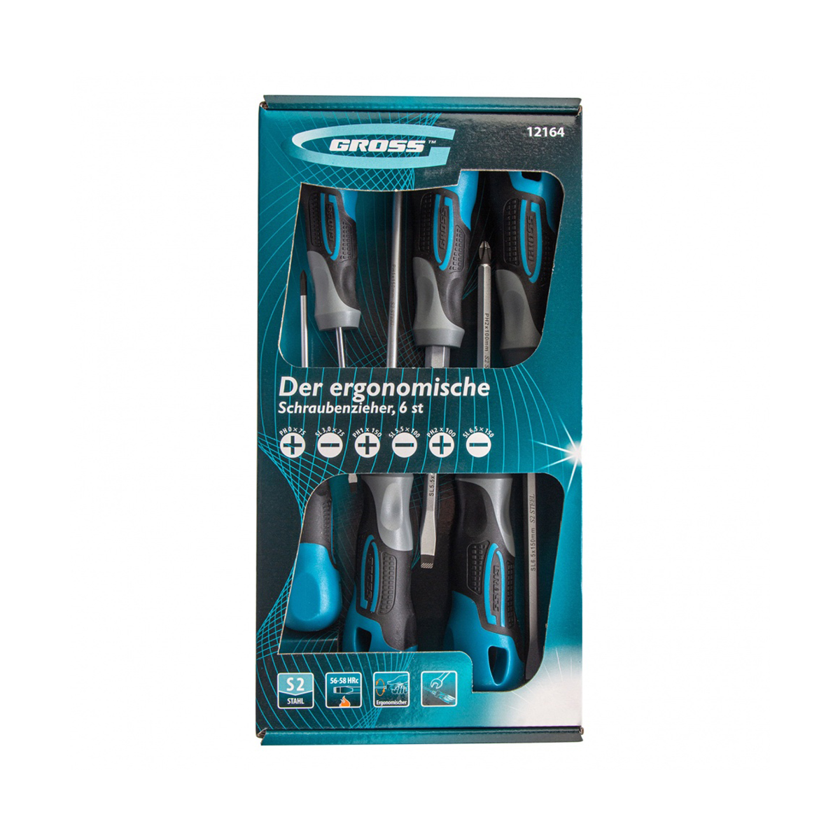 Отвертка 75-100 мм трехкомп. рукоятка (набор 6 шт.) (1/20) "gross"