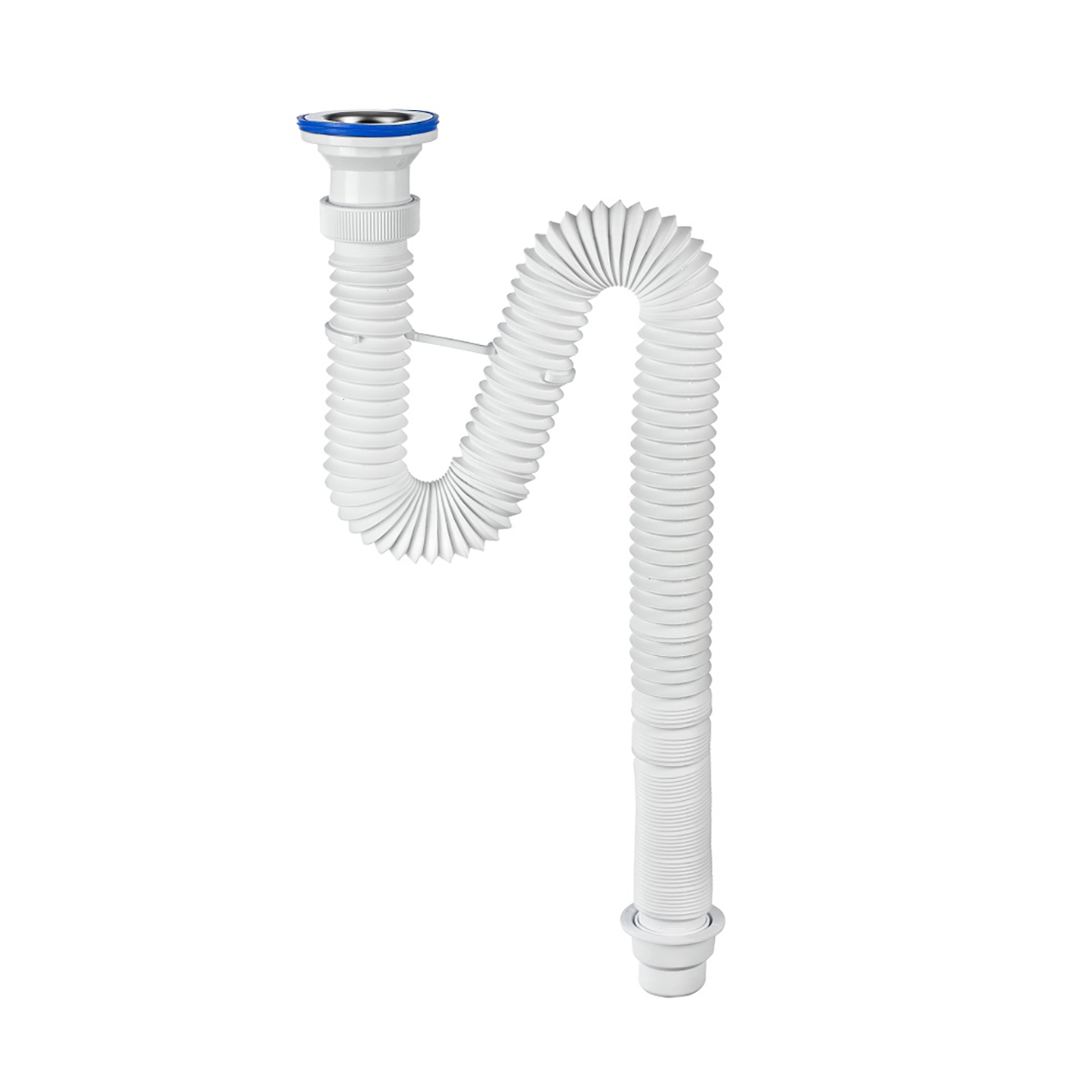 Сифон гофр. "элит" с нерж. чашкой 70 мм удлин. с хомутом жесткости (1/45) "вирпласт"