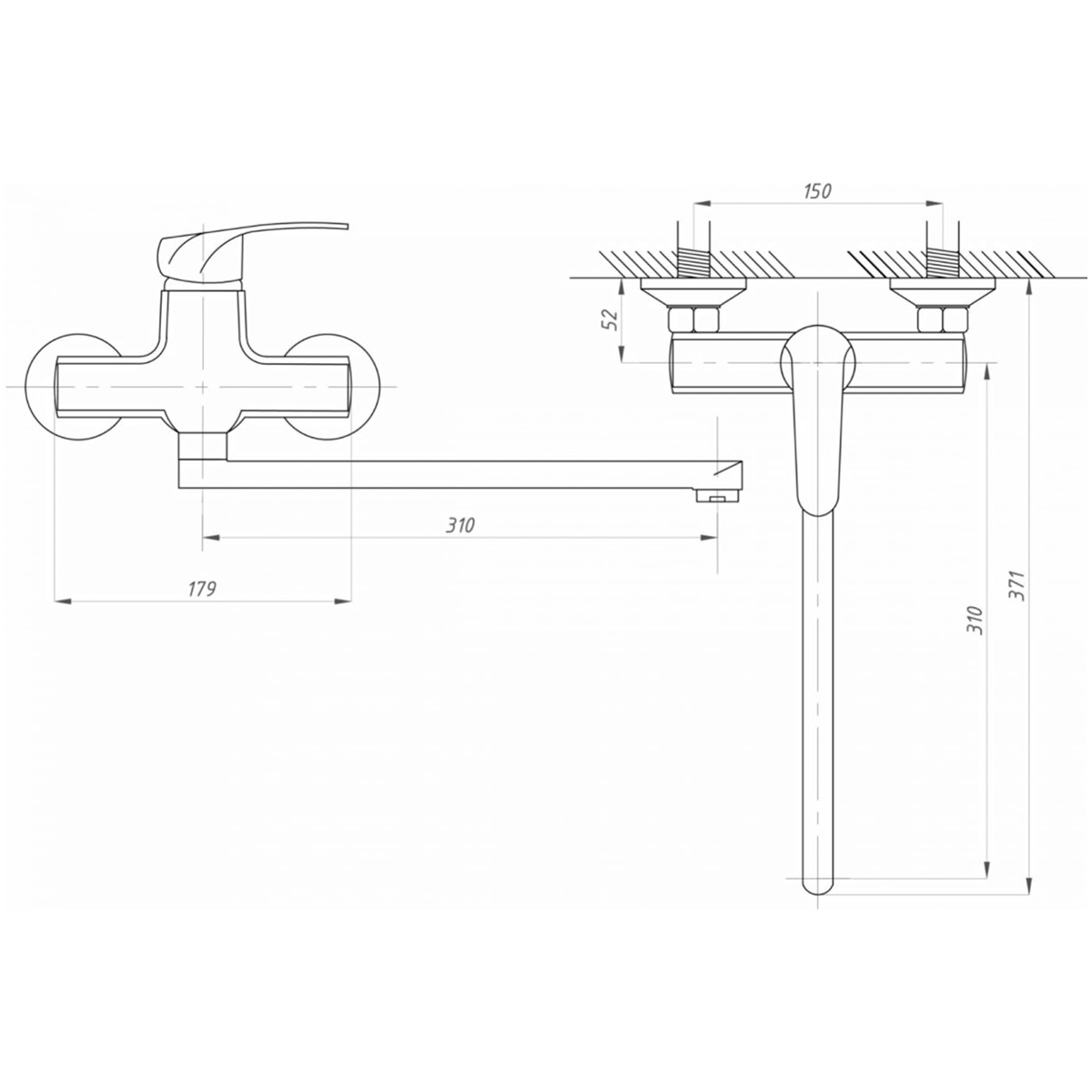 Смеситель для ванн псм-777-037 длинный излив (1/10) "профсан"