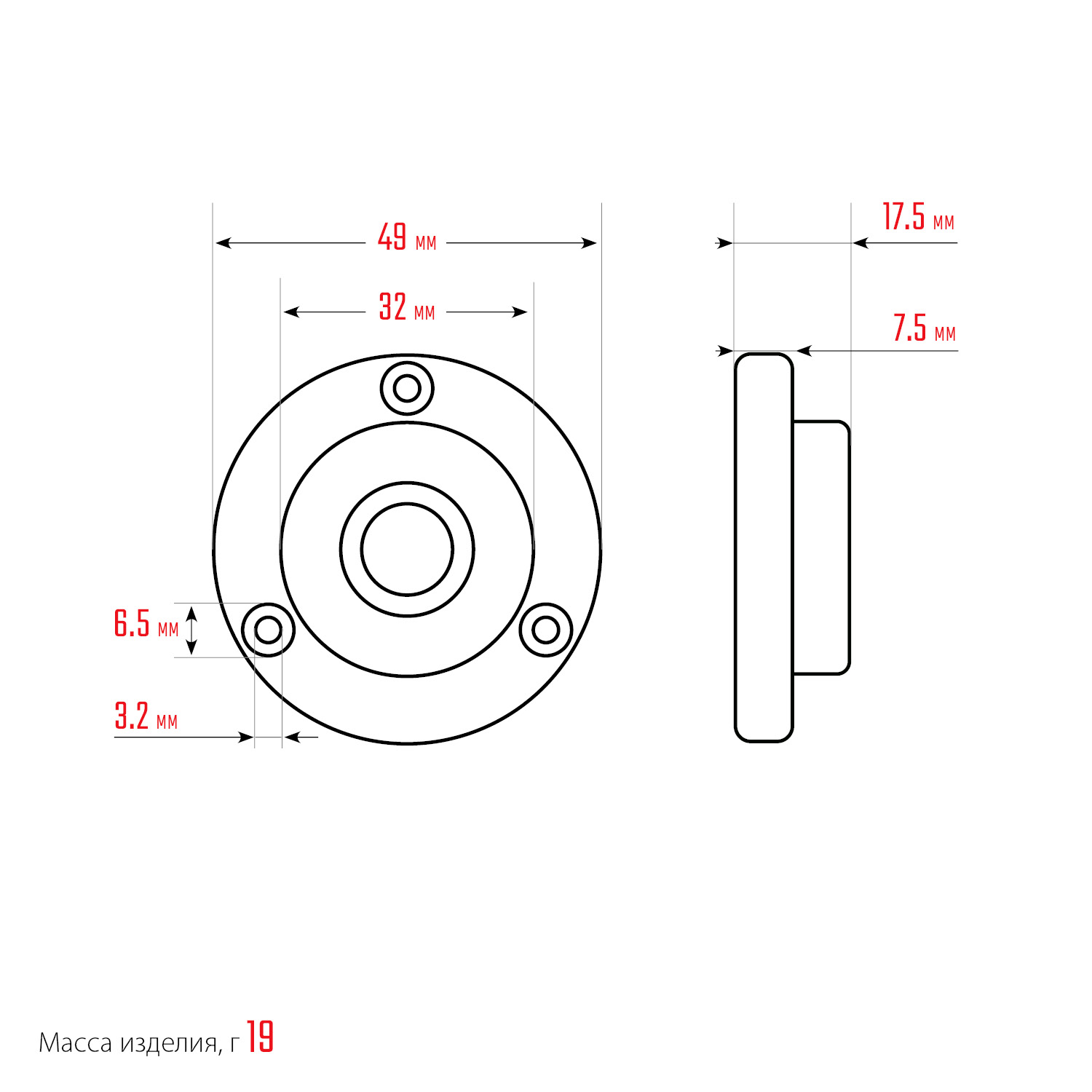 KRAFTOOL BULL'S EYE (БЫЧИЙ ГЛАЗ), d 49 мм, поверхностный магнитный уровень (34789)