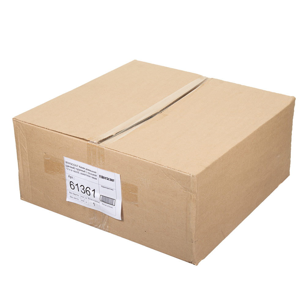 Казан чугунный 12 л с крышкой, в чехле (1) "boyscout" 61361