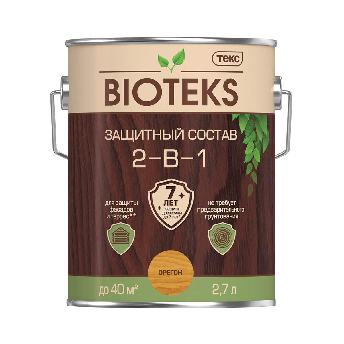 Биотекс орегон  2,7 л (1/6) защитный состав  2 в 1 "bioteks"