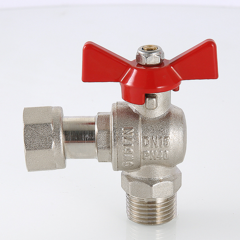 Кран шаровый угловой с накидной гайкой 1" x 1" ВН бабочка VALTEC