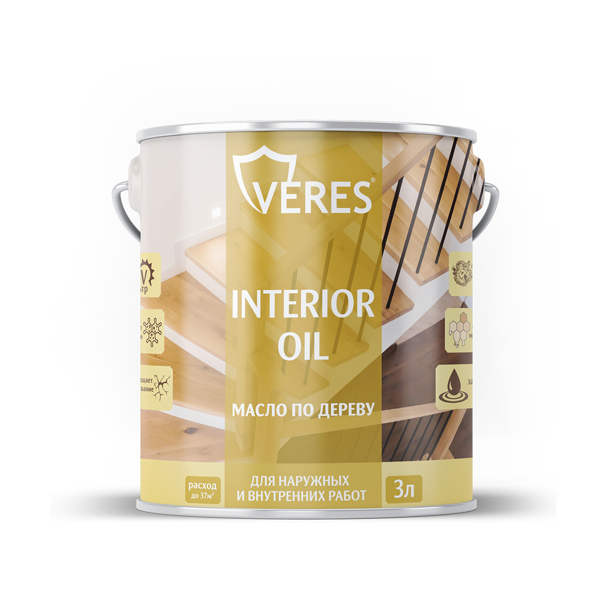 Масло по дереву "interior oil" для внутр. и наружных работ сосна 3 л (1/6) "veres"