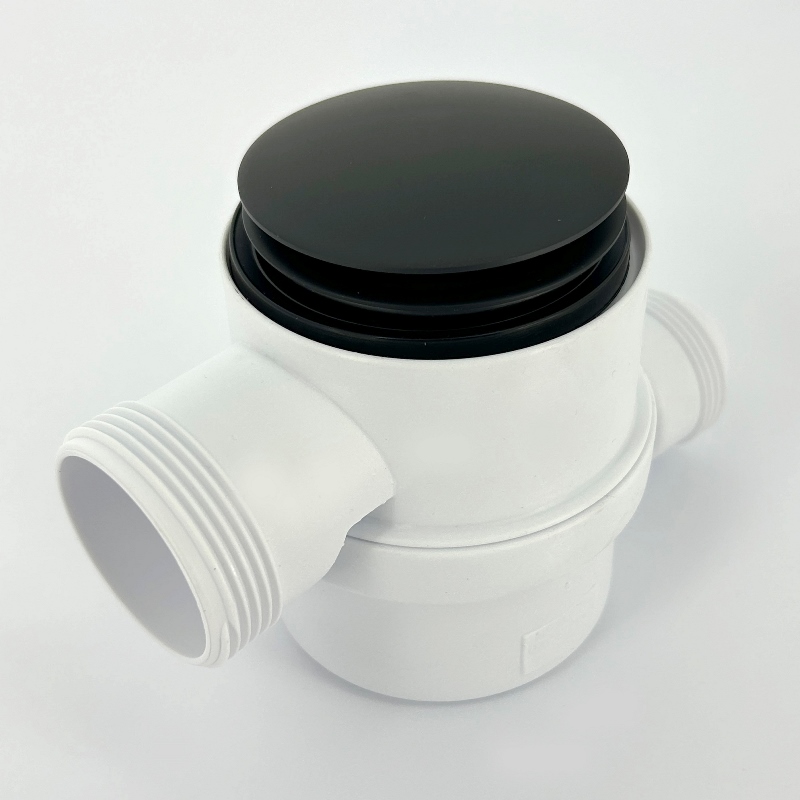 Слив-перелив McALPINE L=330-700 х 34 мм с раздв. пер., 70 мм слив., вых 40/50 мм, матовый черный