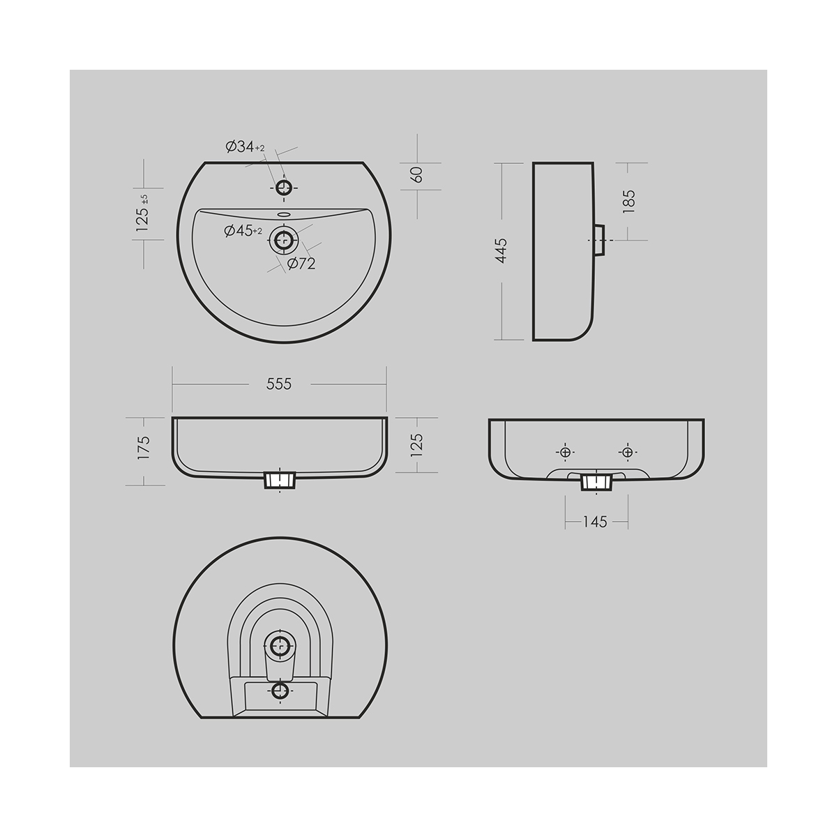 Раковина "best" белая "sanita luxe"  wb.pd/best/55-c/wht.g/s1