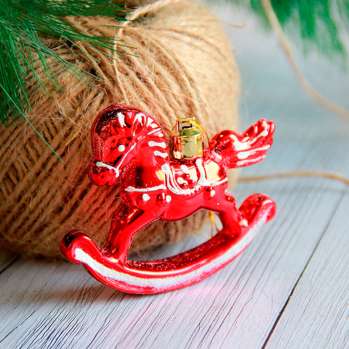 Украшение новогоднее "лошадка-качалка" (набор 3 шт.) 6*8 см, красный "зимнее волшебство" 2122999