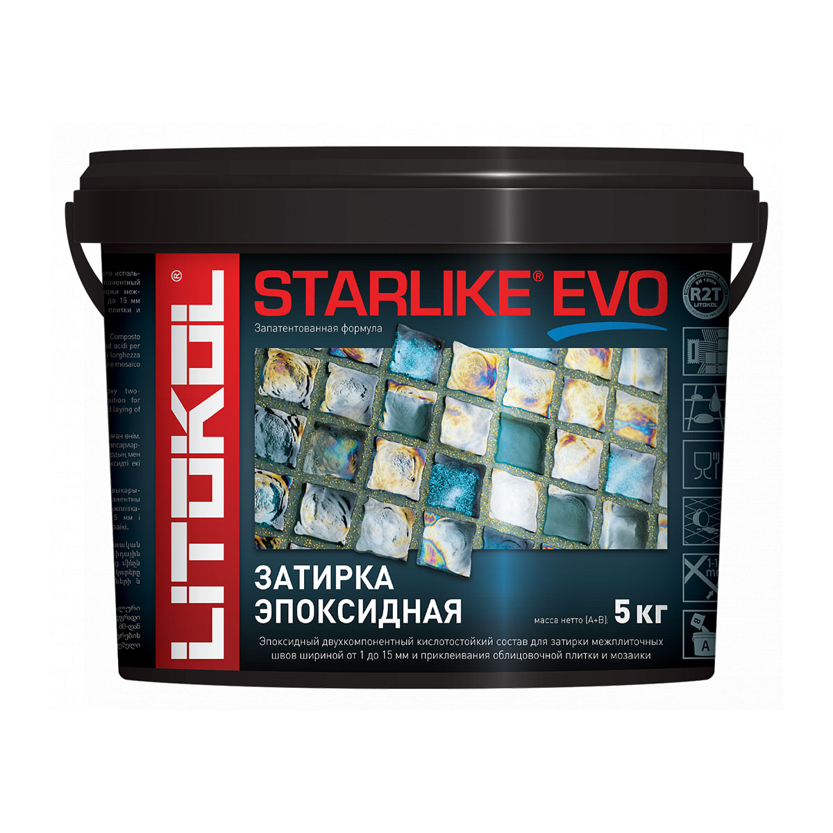 Затирка эпоксидная 2-х комп. "starlike evo" s.140 nero grafite, ведро 5 кг (1) litokol