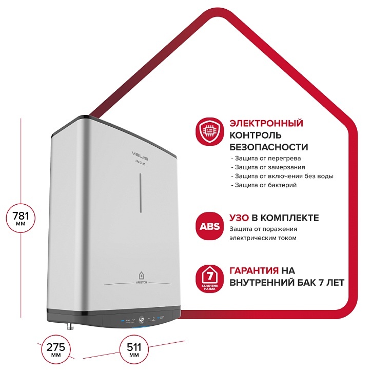 Водонагреватель электрический накопительный Ariston ABSE VLS PRO INOX PW 50 л - плоский
