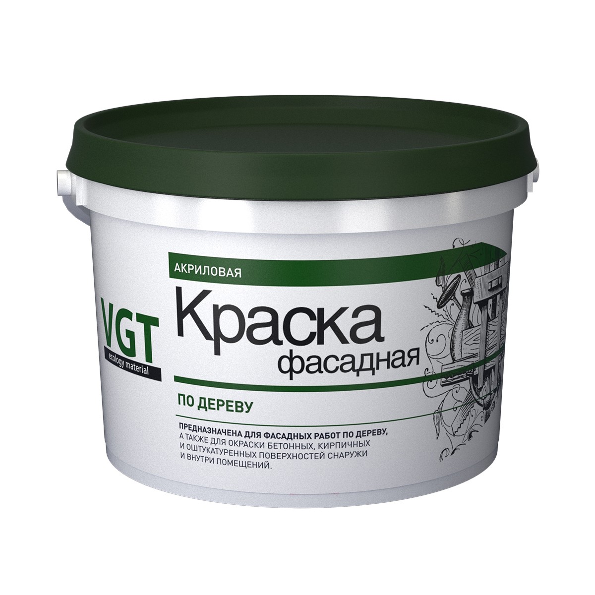 Краска вд-ак-1180 фасадная по дереву белая  7 кг (1) "вгт"