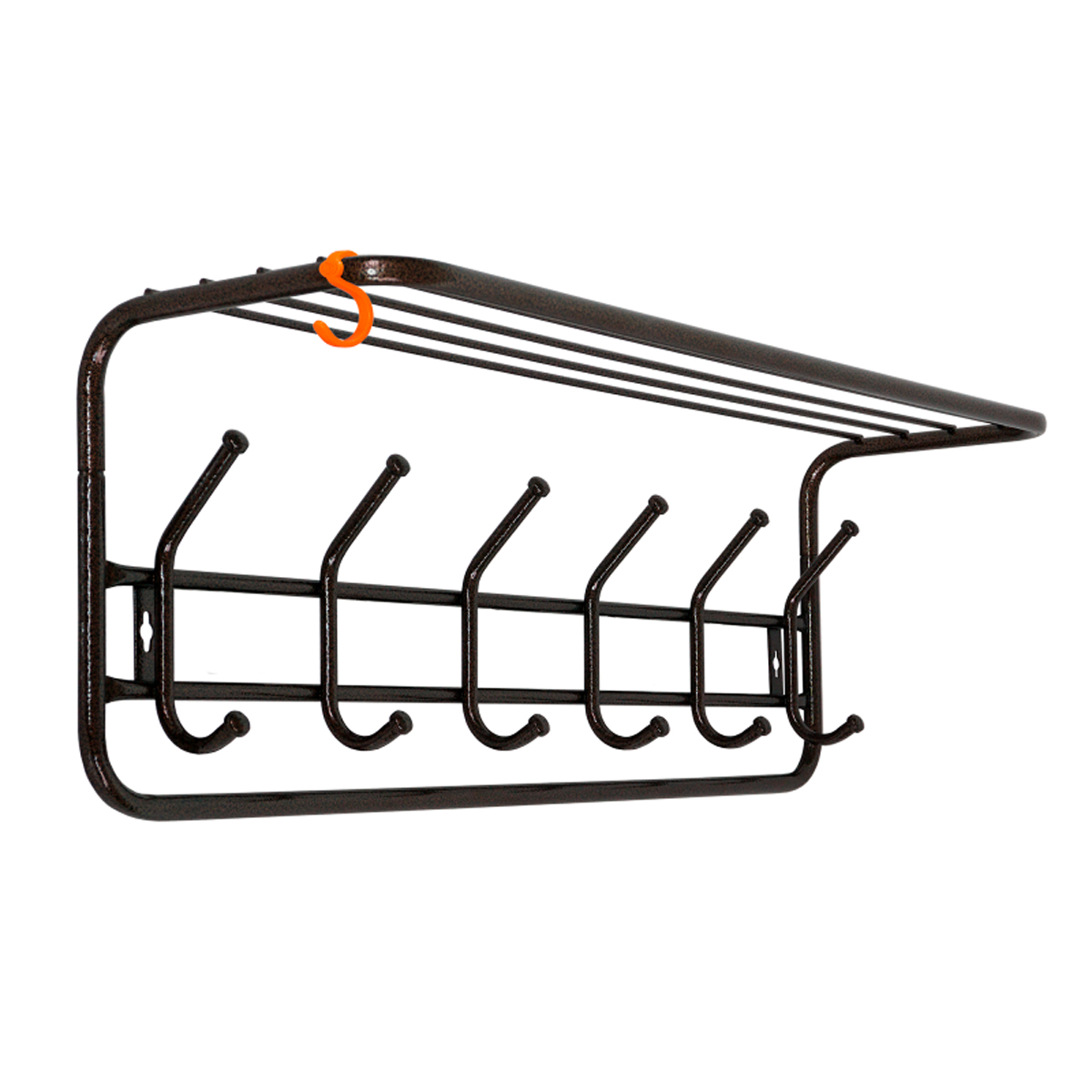 Вешалка настенная с полкой (6 крючков) 725*220*265 мм  медный антик (1/2) всп 7 м