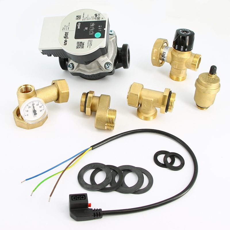 Смесительная группа UNI-FITT SOLOMIX X c эксцентриком НР и насосом WILO PARA латунь