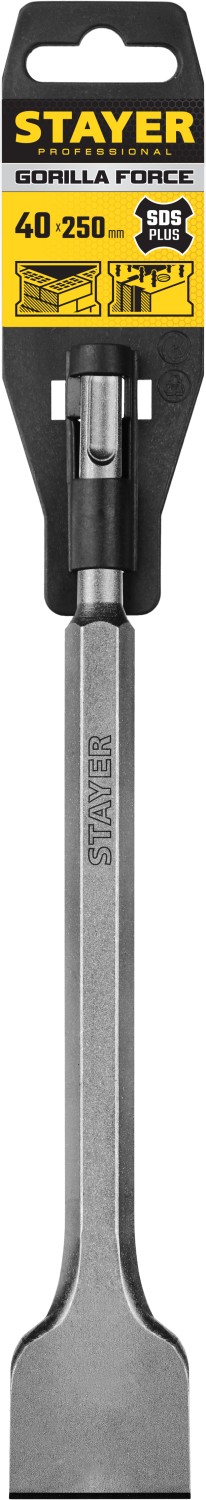 STAYER Gorilla Force, 40 х 250 мм, SDS-Plus, плоское зубило, Professional (29351-00-250)