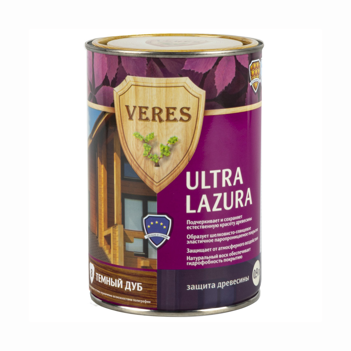 Верес ультра лазура № 8 дуб темный  0,9 л (1/6) "veres"