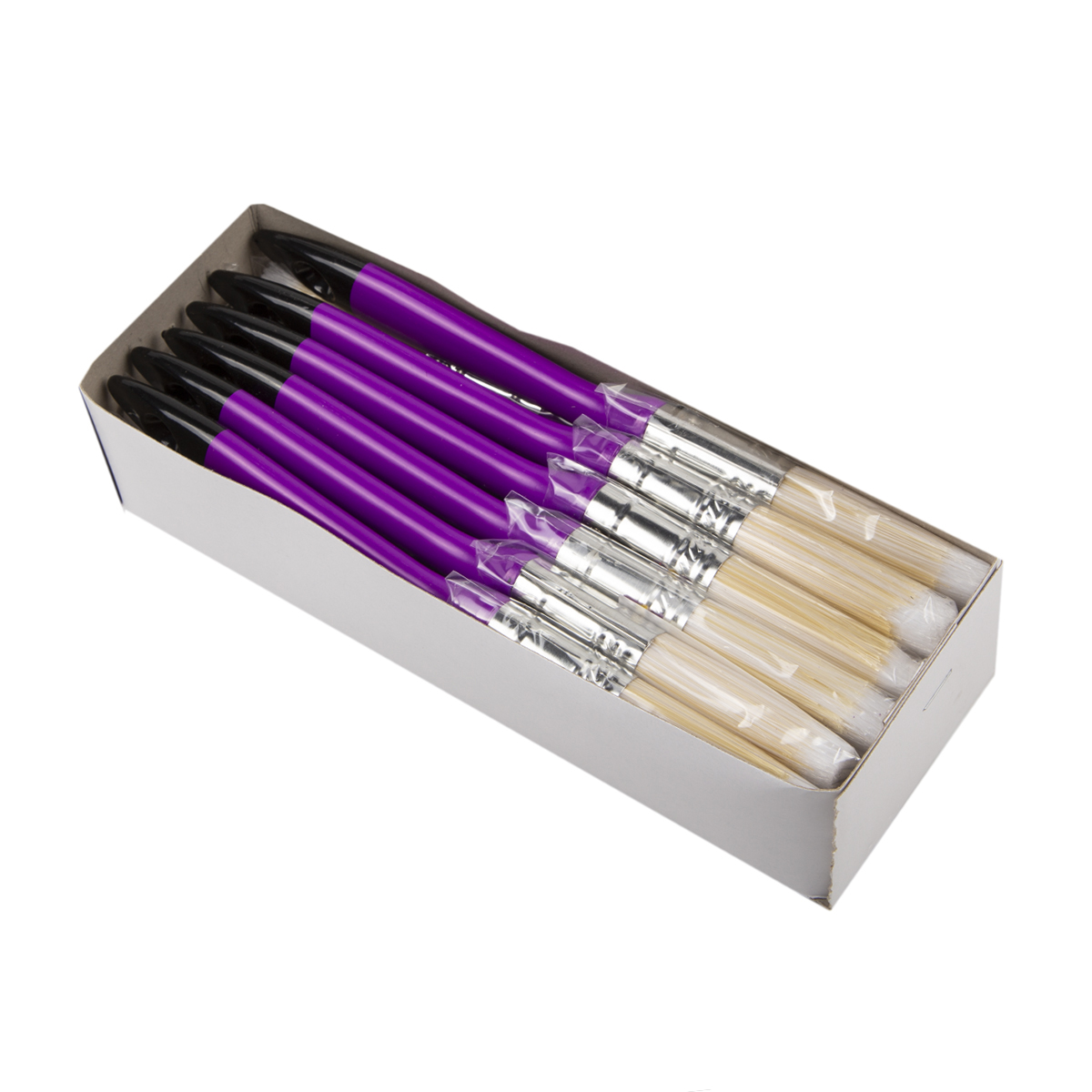 Кисть плоская искуств.щетина  №1 /25 мм  (12/480) пласт.ручка "krafor" 006-0010