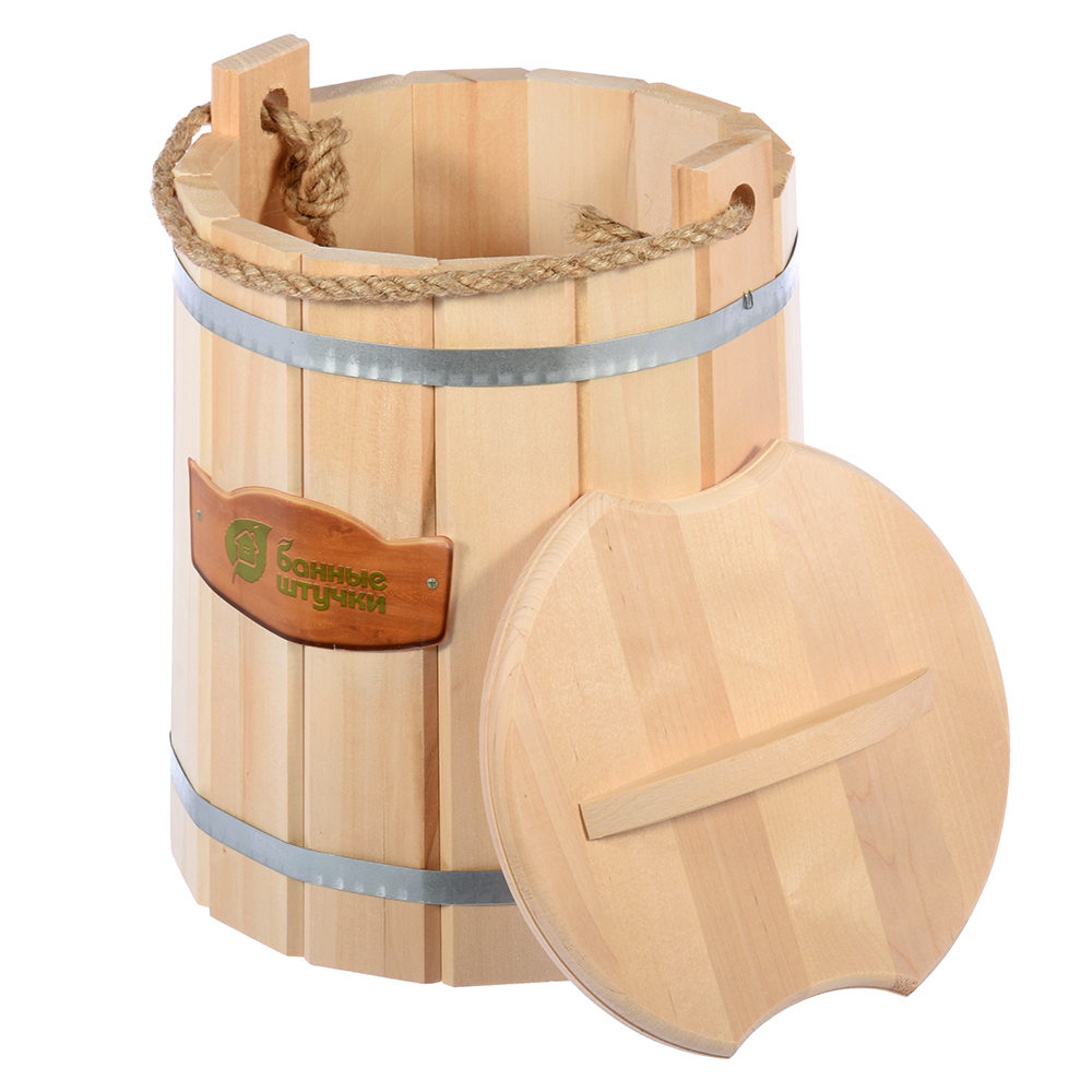 Ведро для бани и сауны 9 л с крышкой, липа (1) "банные штучки" 3594