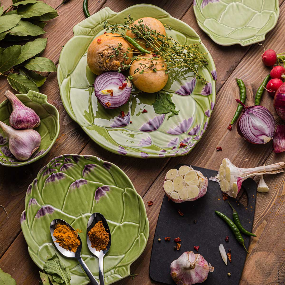 Тарелка обеденная "артишок" 23,5 см, керамика (1/4) "bordallo pinheiro" bor65024057