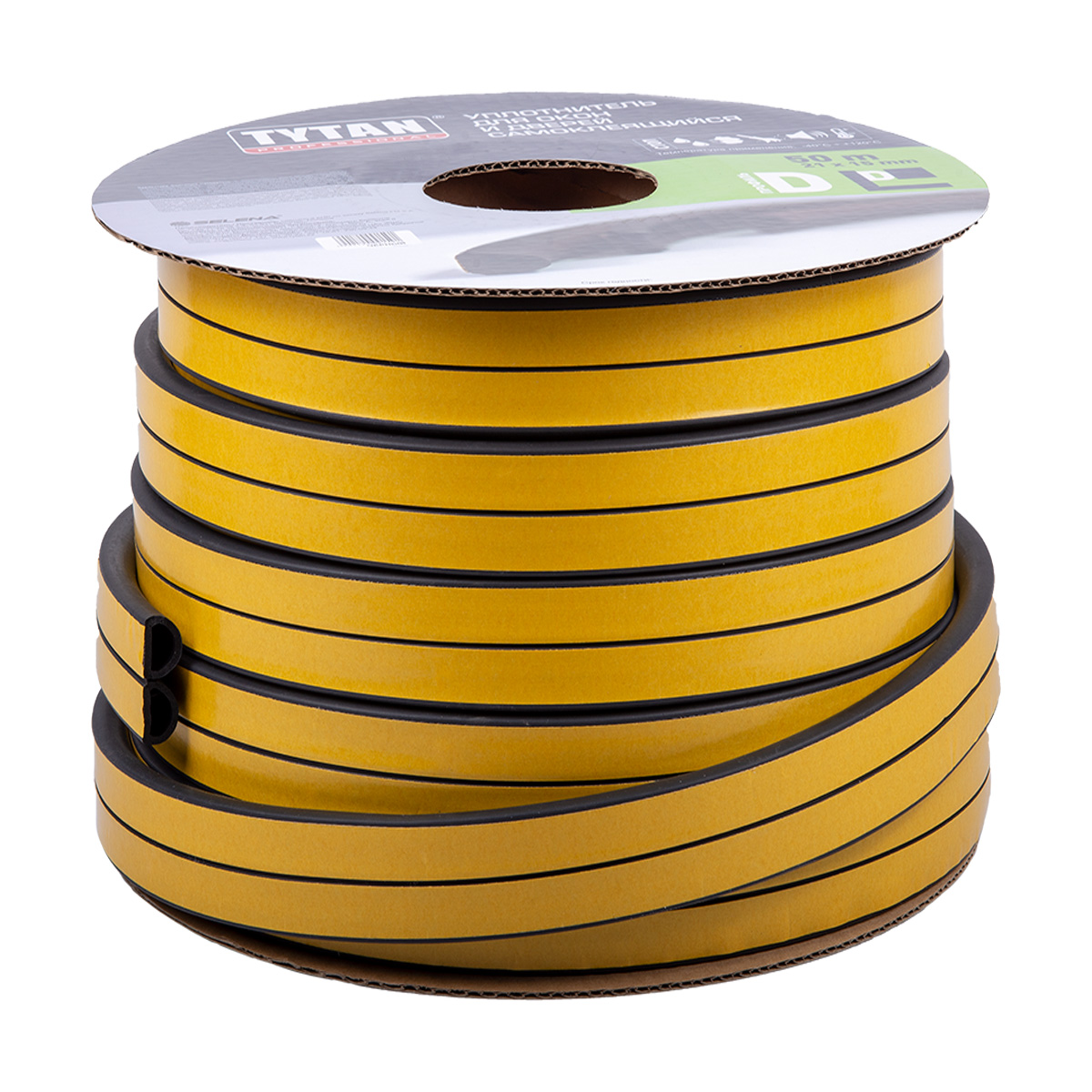 Уплотнитель d 21 х 15 мм черный бухта 50 м (1/2) "tytan professional"