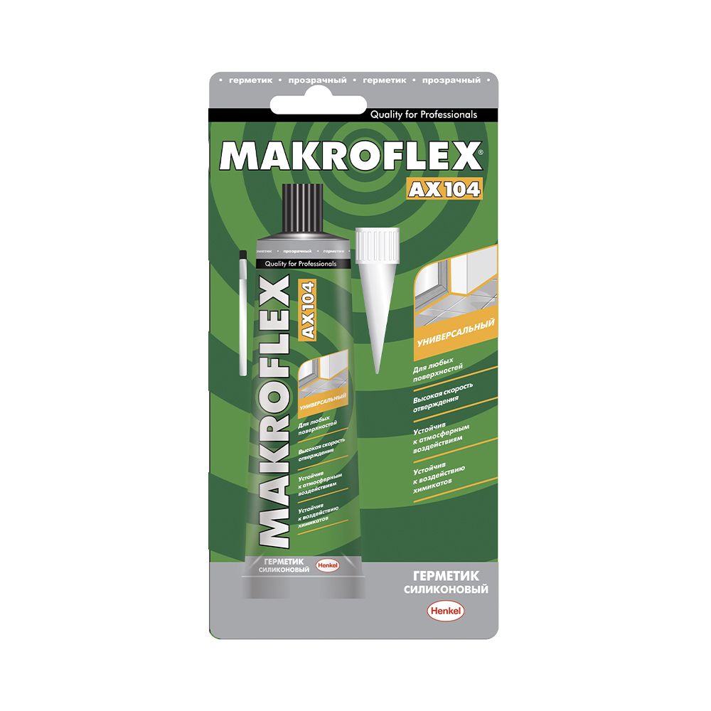 Герметик силикон. универсальный "makroflex" ax104  прозрачн.  85 мл (1/24)