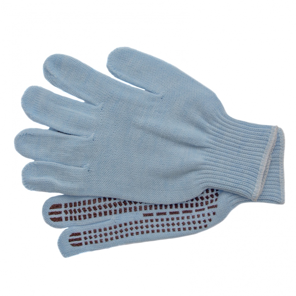 Перчатки трикотажные, акрил, ПВХ гель, "Протектор", цвет зенит, оверлок Сибртех (68666)