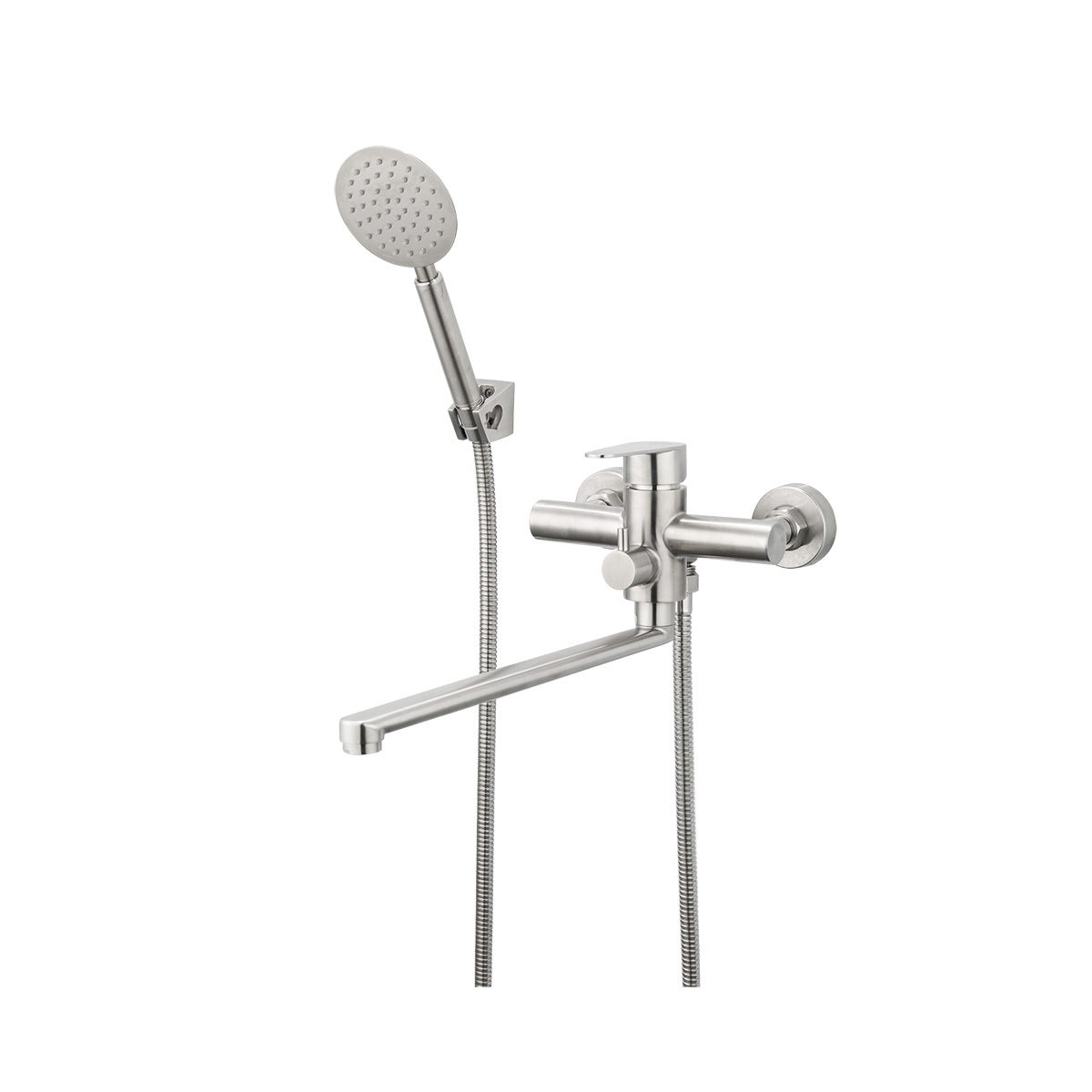 Смеситель для ванн f2248 длинный поворотн. излив (нерж. сталь), сатин (1/10) "frap"