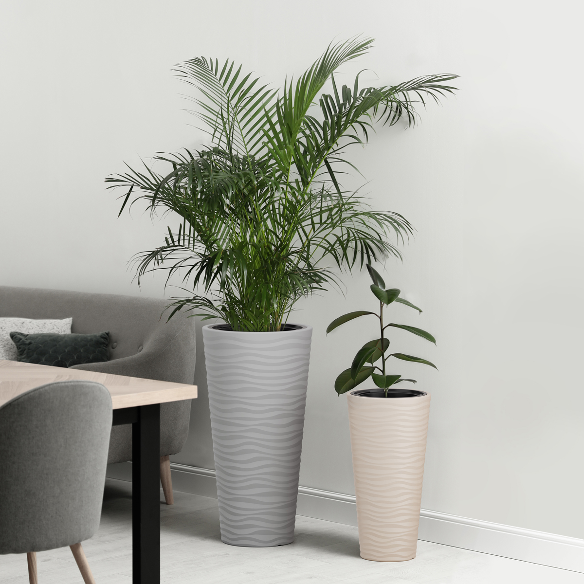 Кашпо для цветов напольное "оазис" 63 л со вставкой 13 л (белое) (1/2) "альтернатива" м8081