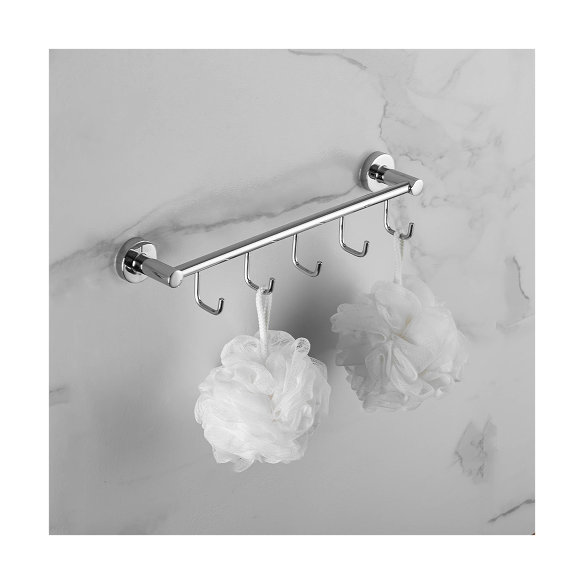 Крючок-вешалка на планке (5 крючков) r15115-5 (нерж.сталь), хром (1/20/40) "frud"