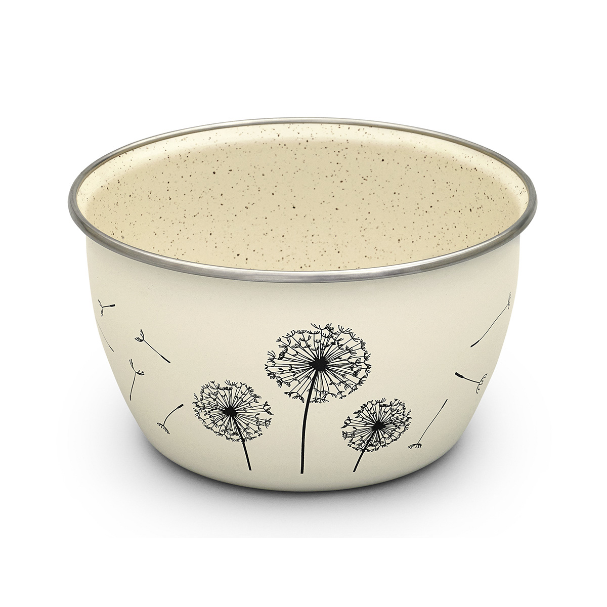 Миска эмалиров. "одуванчик" 2,4 л, 18 см пласт. крышка (1/4) "metrot"