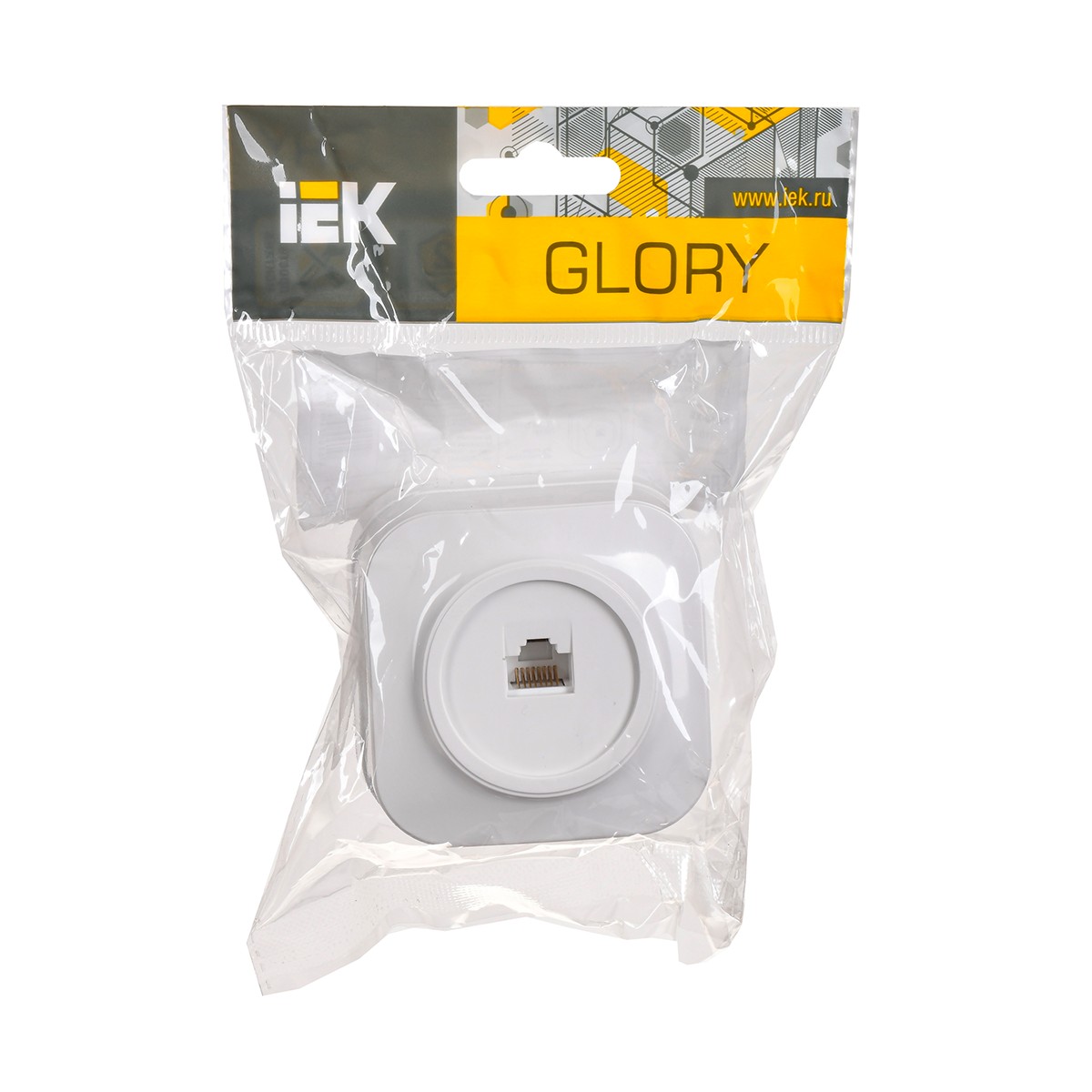 Розетка компьютерная открыт. уст. "glory" 1 местн. рк10-хб, rj45, белый (1/30/360) "iek"