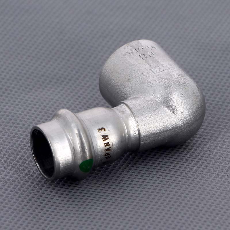 Угол пресс-В компактный 15x1/2" нержавеющая сталь Sanpress Inox VIEGA