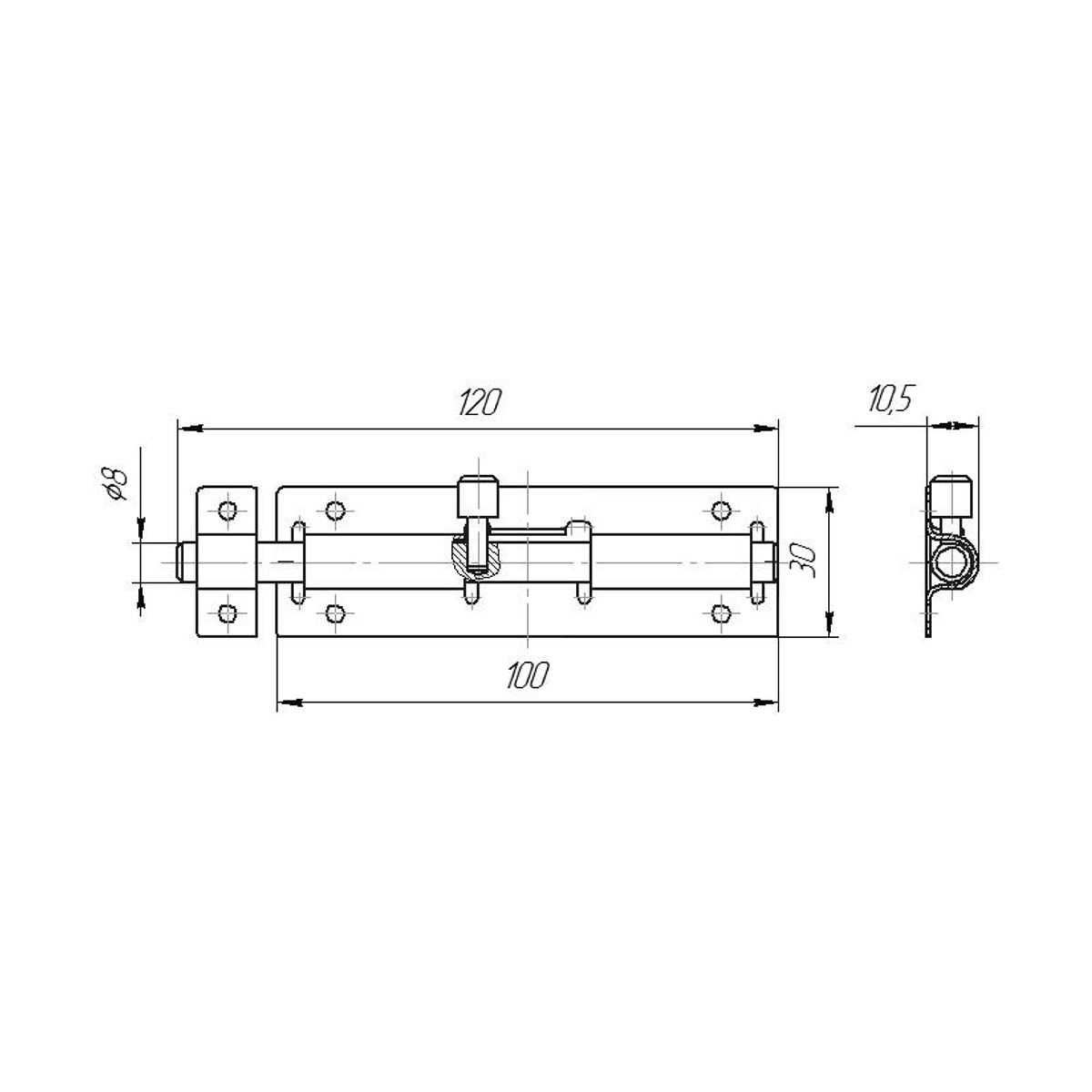 Засов дверной зд-07 круглый (белый) (10/100) "секрет"