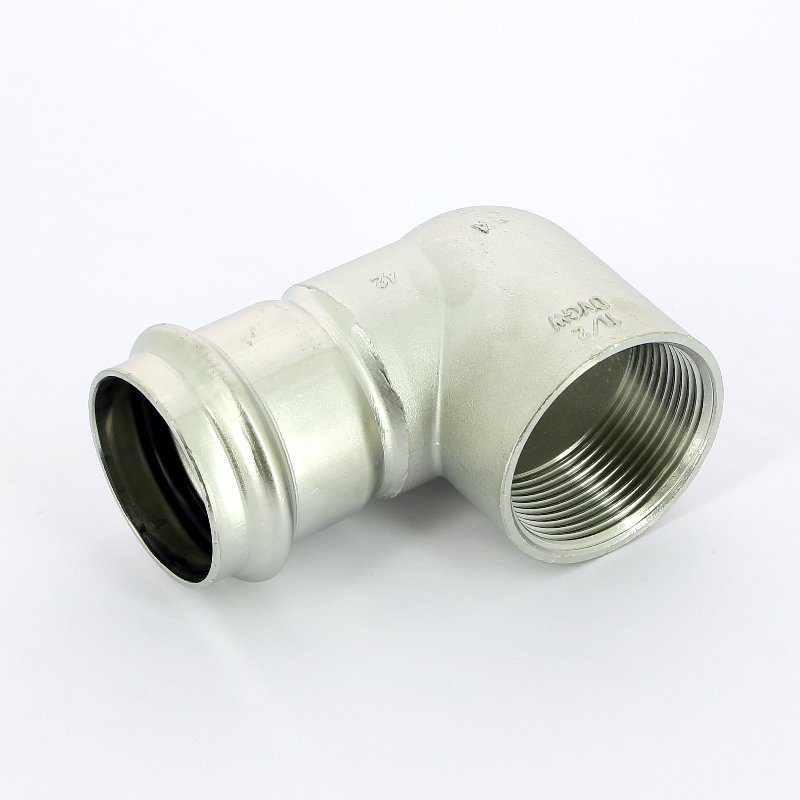 Угол пресс-В компактный 42x1"1/2 нержавеющая сталь Sanpress Inox VIEGA