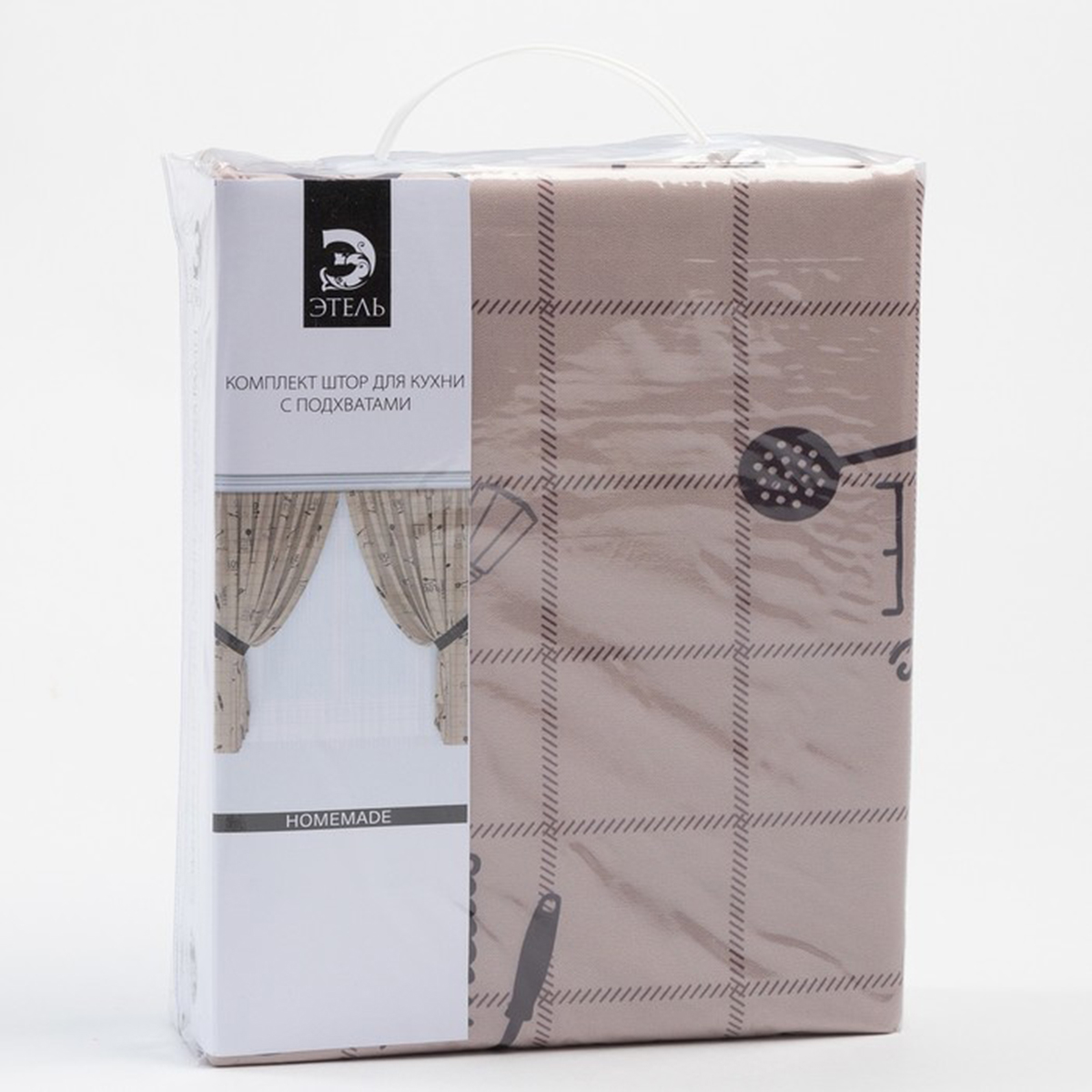 Шторы для кухни "homemade" 145*170 см компл. 2 шт. с подхватами (1) "этель" 5513586